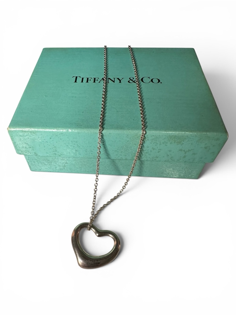 Tiffany & Co Elsa Peretti Large Open Heart Necklace Sterling 925 Spain with Box